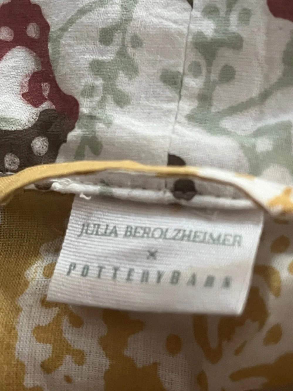 Pottery Barn Mustard Yellow & White Floral Cotton Robe, belt tie Sz M